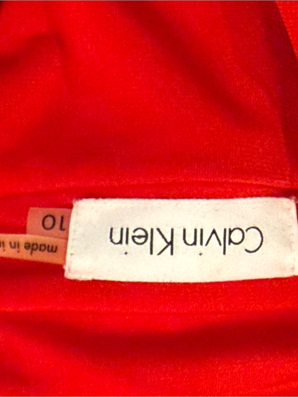 Calvin Klein Red Faux Wrap Tie Waist Long Sleeve Dress Sz 10 - Picture 6 of 6